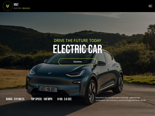 Revolutionary Electric Car Website Template for Automotive Services