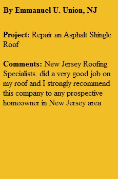 Roofing Repair Union NJ